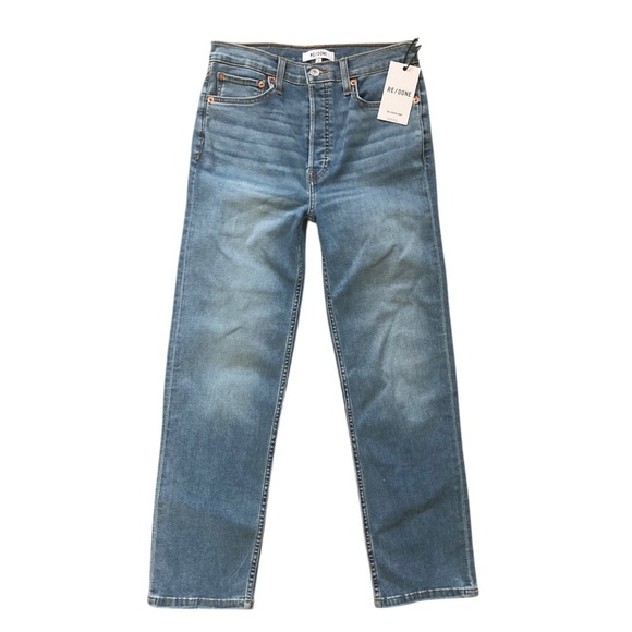 ReDone 70’s Stove Pipe Denim Jeans NWT Straight Leg Vintage Faded Blue Size 26 - Picture 4 of 11